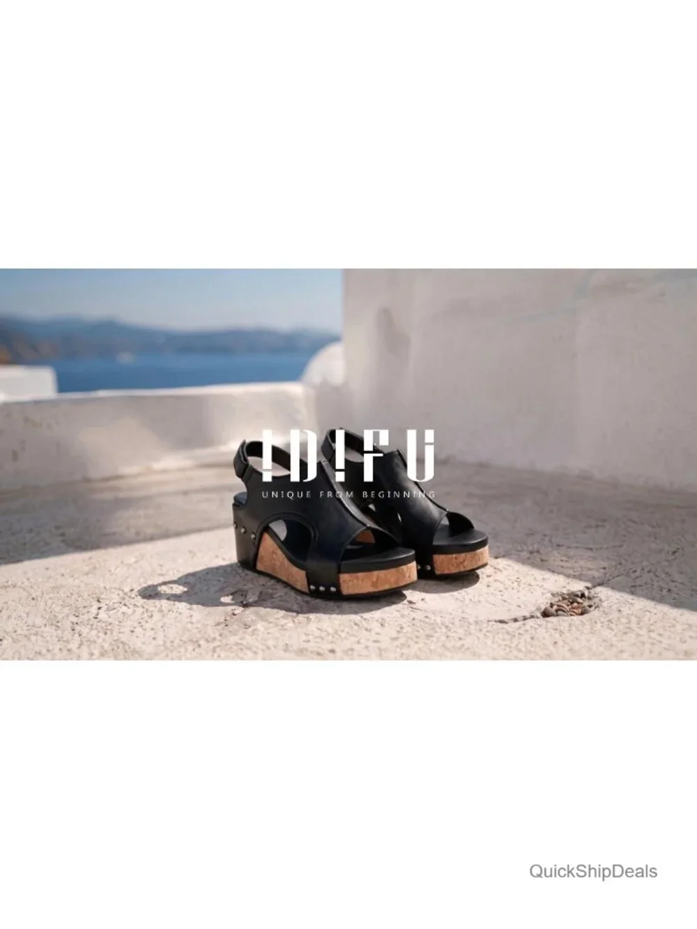 Platform Wedge Sandals Cork Open Toe Adjustable Slingback Comfortable